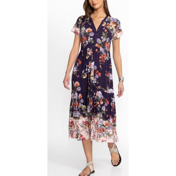 Johnny Was Dresses & Skirts - Johnny Was / Janie Favorite Tiered Henley Knit Dress / Boho Floral MIDI Dress